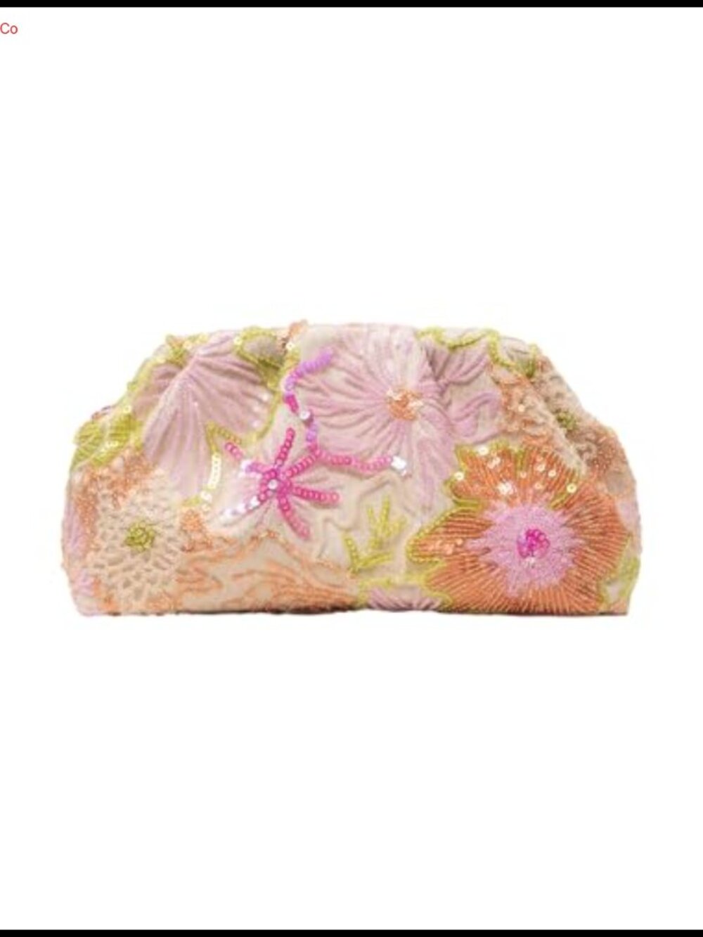 Sequin Floral Embroidered Evening Clutch Purse Ruched Medium Party Bag